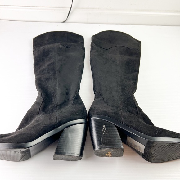 Yoki Calf Boots Womens 10 Black Muriel Stacked Heel Cowboy Boots - Picture 3 of 11